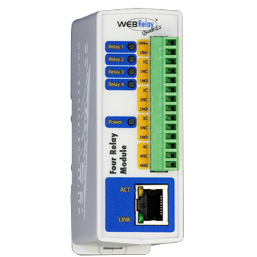 IP WEB Relay Controller X-WR-4R3-E (Updated): POE Class 1 (0.44 to 3.84 Watt) or 9-28VDC - Calsentry
