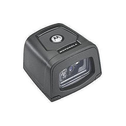 Motorola Zebra DS457-SR barcode scanner in a hands-free design, used for quick, contactless barcode reading in retail or warehouse settings.
